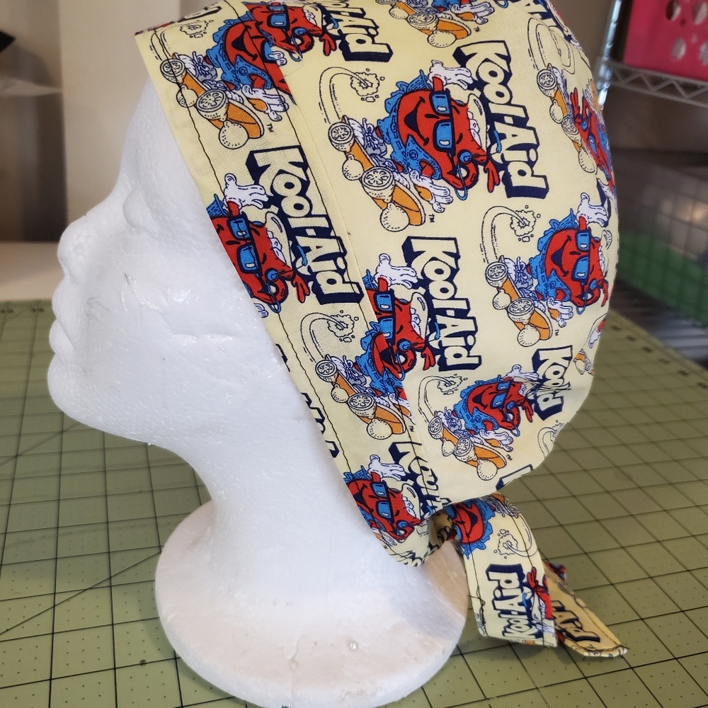 New Hand Crafted Cool Aid Print Scrub Cap Adult Sz Cotton